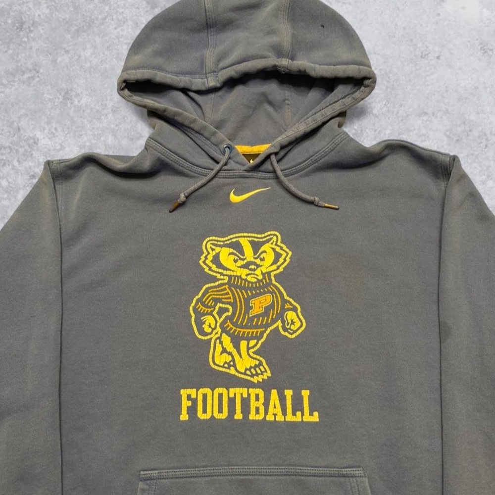Nike Wisconsin Badgers Football Hoodie Vintage Blue Mens Large Graphic Pullover